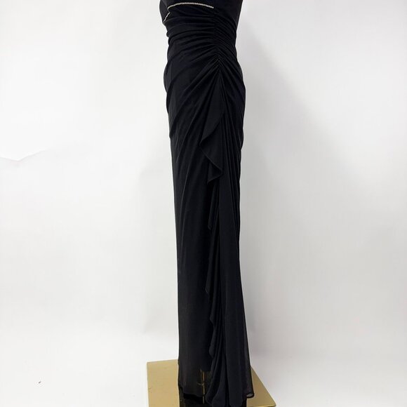 VINTAGE 90S STYLE BLACK EVENING LONG MAXI DRESS - Picture 2 of 12